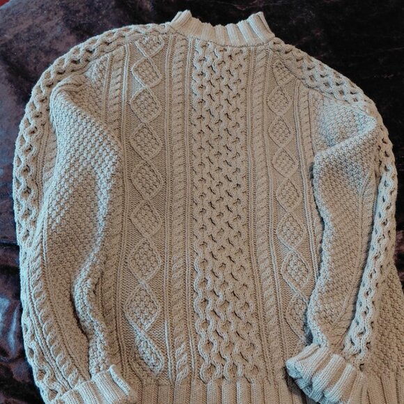 NWT L.L. Bean Tan 1/4 Zip Fisherman Sweater - Picture 3 of 5